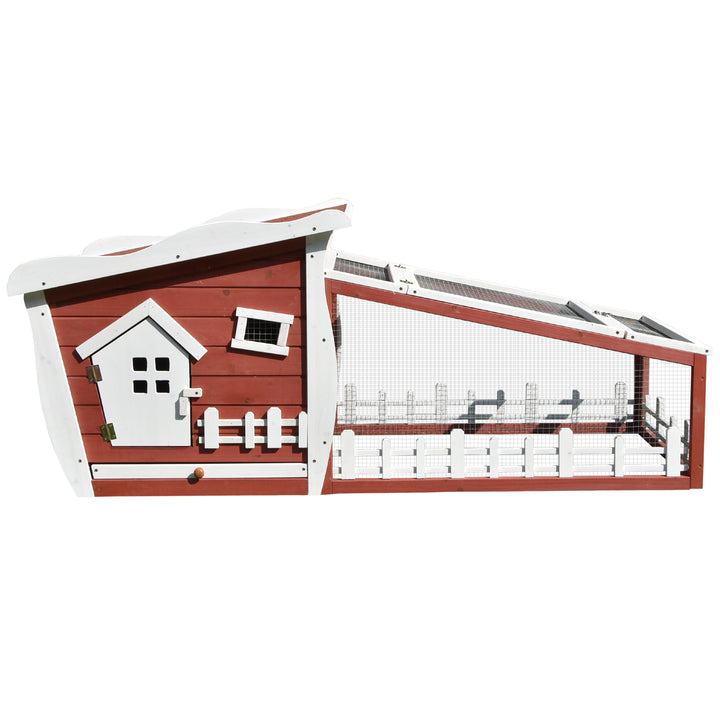 Rabbits Outdoor Fir Wood Guinea Pigs Hutches w/ Ramp Wine-Brown