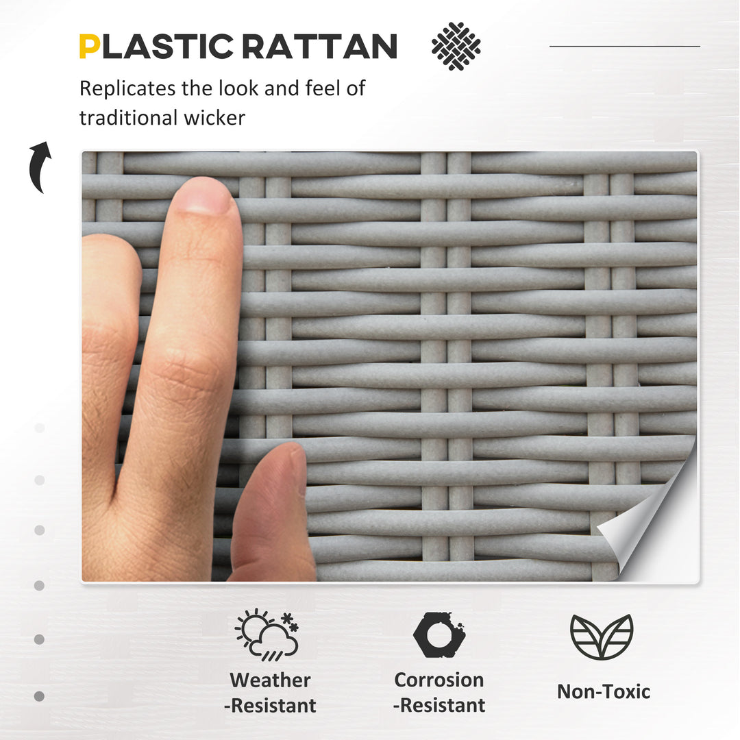 MCL 5 Pieces Outdoor PE Rattan Garden Furniture with Cushions, Patio Lounge Adjustable Backrest Chairs, Footstools and Cooler Bar Coffee Table & Cover, Grey