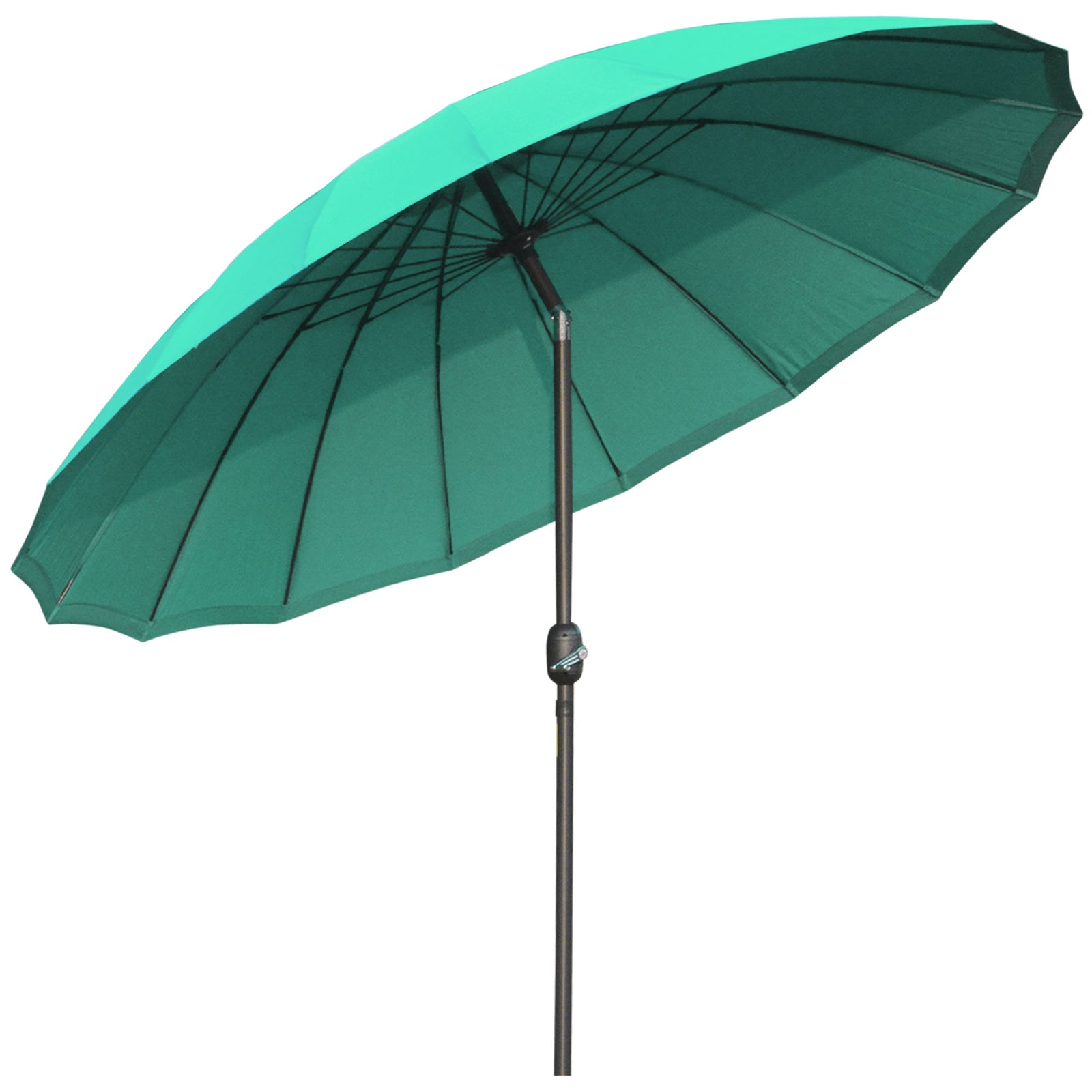 2.5m Shanghai Garden Parasol Umbrella with Crank & Tilt, Adjustable Outdoor Sun Shade, Green