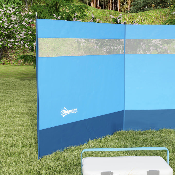 Camping Windbreaker with Clear Windows, Carry Bag and Steel Poles, for