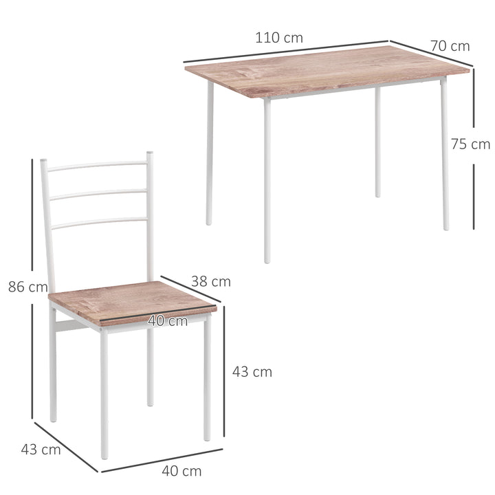 HOMCOM 5 Piece Dining Table and Chairs Set, Dining Room Sets w/ Steel Frame, Space Saving Table and 4 Chairs for Compact Kitchens, White | Aosom UK