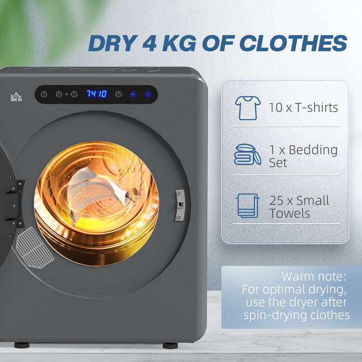 4kg Compact 40-60℃ Tumble Dryer - Grey