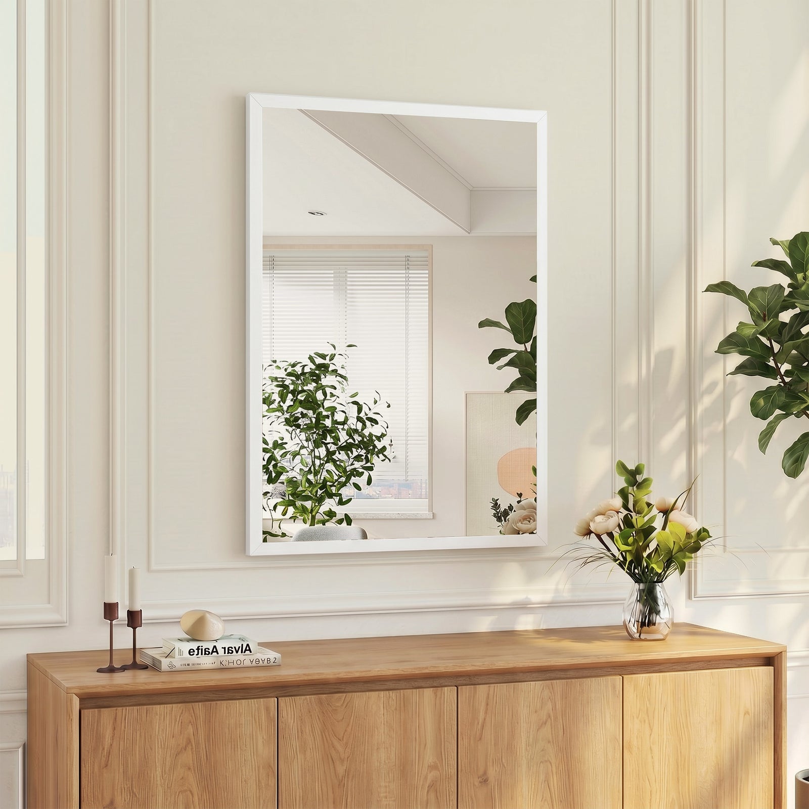 Wall-Mounted Bathroom Mirror, 70 x 50 cm Wall Mirror for Living Room, 