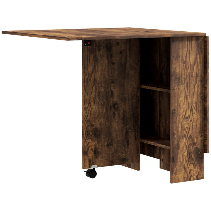 80-140 cm Folding Dining Table for 4-6 People, Drop Leaf Table with 2-