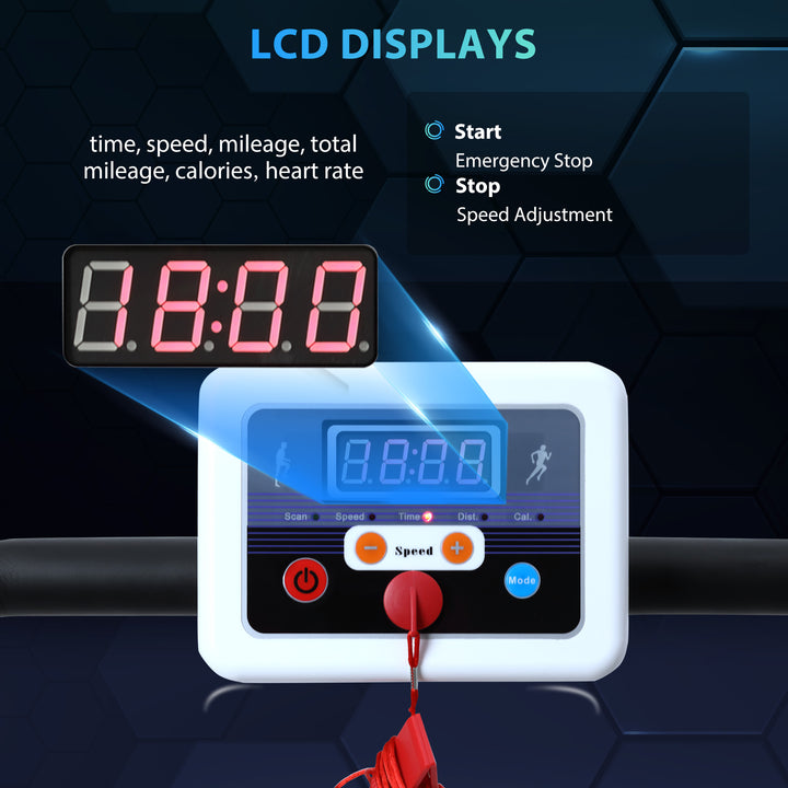 MCL Folding Treadmill with Incline, Walking Pad Treadmill for Home, 1-10km/h Under Desk Running Machine with LCD Display and Wheels, No Assembly, White