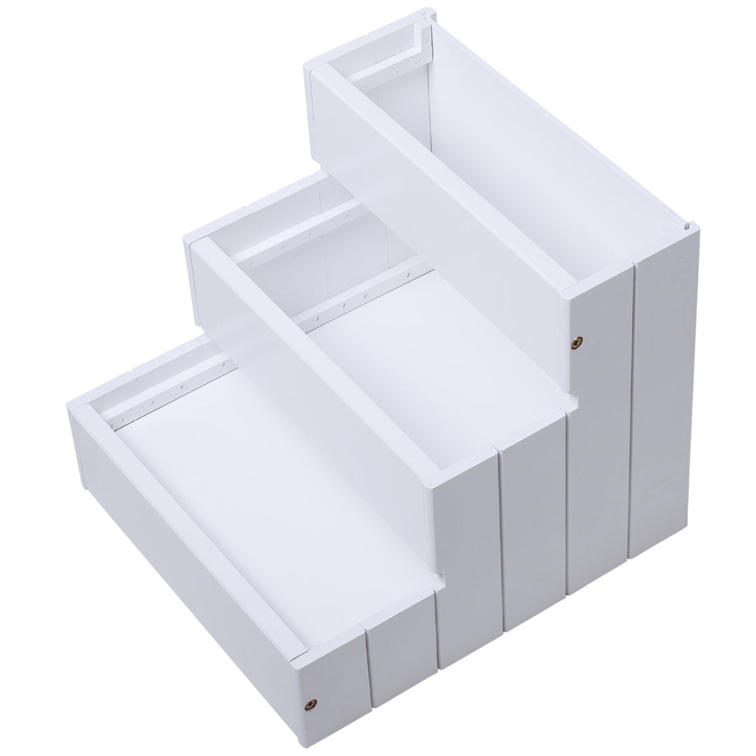 MCL 3 Step Wooden Dog Steps Pet Stairs for Dogs, Cat Ladder for Bed Couch with Storage White