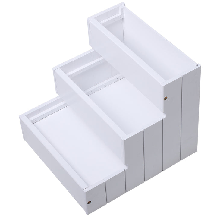 MCL 3 Step Wooden Dog Steps Pet Stairs for Dogs, Cat Ladder for Bed Couch with Storage White