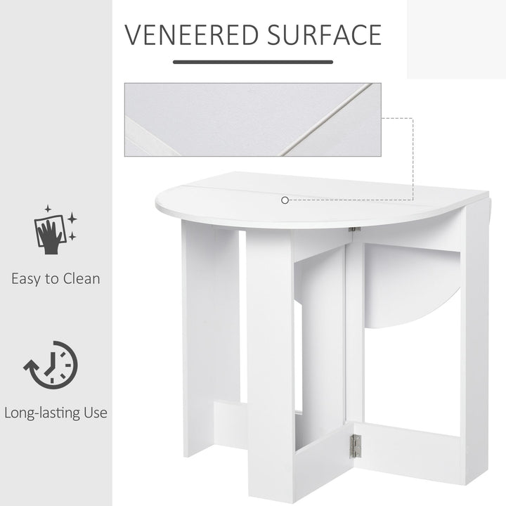 Space-saving Drop Leaf Table, Folding Dining Table for Small Space, Kitchen, Dining Room, White