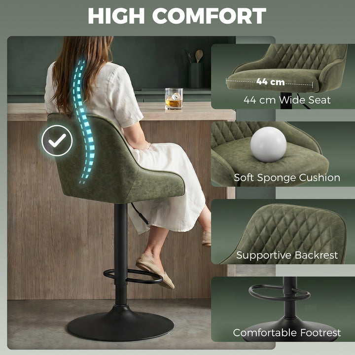 Bar Stools Adjustable Swivel Kitchen Chairs with Backrest Set of 2 for