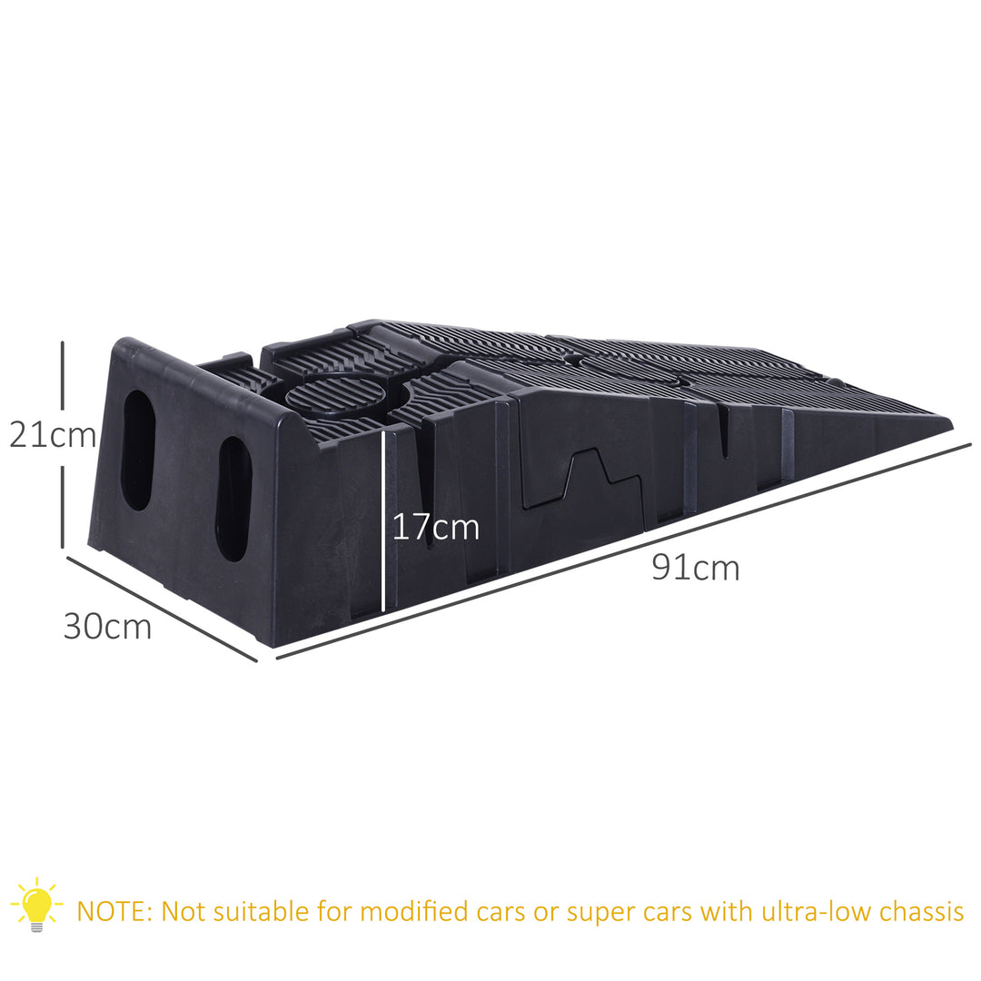 2 Pieces Car Ramps Heavy Duty 2.5 Ton Motorhome Levelling Ramps, Plastic Garage Workshop Car Lift, Portable Automotive Vehicle Campervan Car Ramp, Black