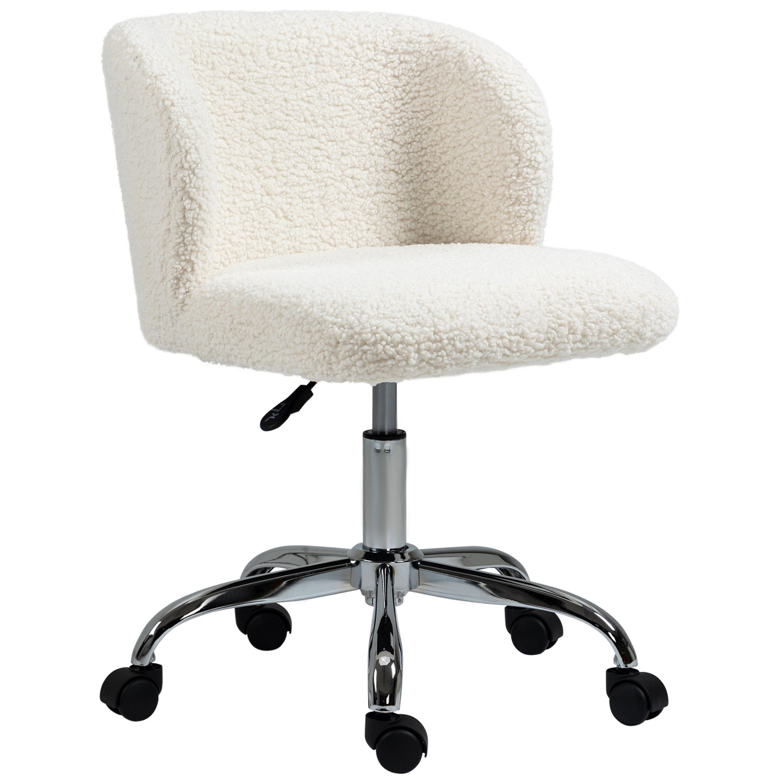 Office Chair with Adjustable Height and Wheels - White