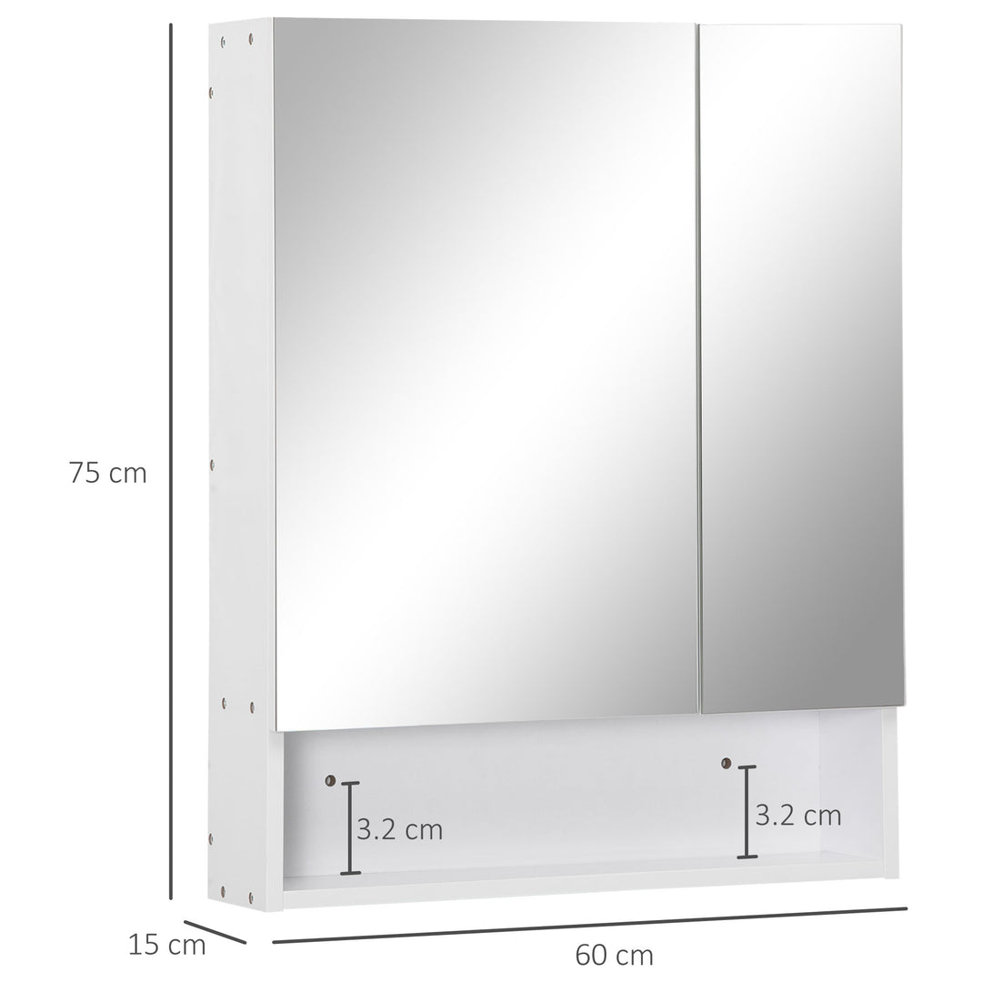 MCL Bathroom Cabinet with Mirror, Wall Mounted Bathroom Mirror Cabinet with Adjustable Shelf, 2 Doors Storage Cupboard, White