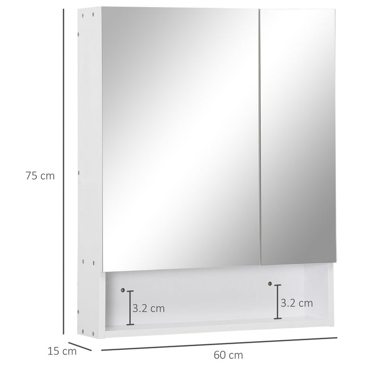 MCL Bathroom Cabinet with Mirror, Wall Mounted Bathroom Mirror Cabinet with Adjustable Shelf, 2 Doors Storage Cupboard, White