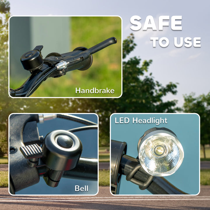 MCL Foldable Electric Scooter, with LED Headlights, for Ages 7-14 Years, Black