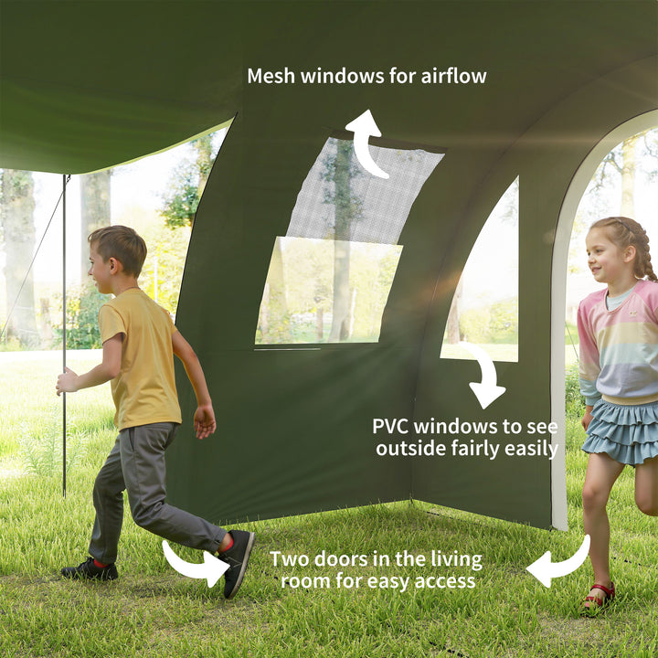 5-6 Man Camping Tent with 2 Room, Floor and Carry Bag - Green