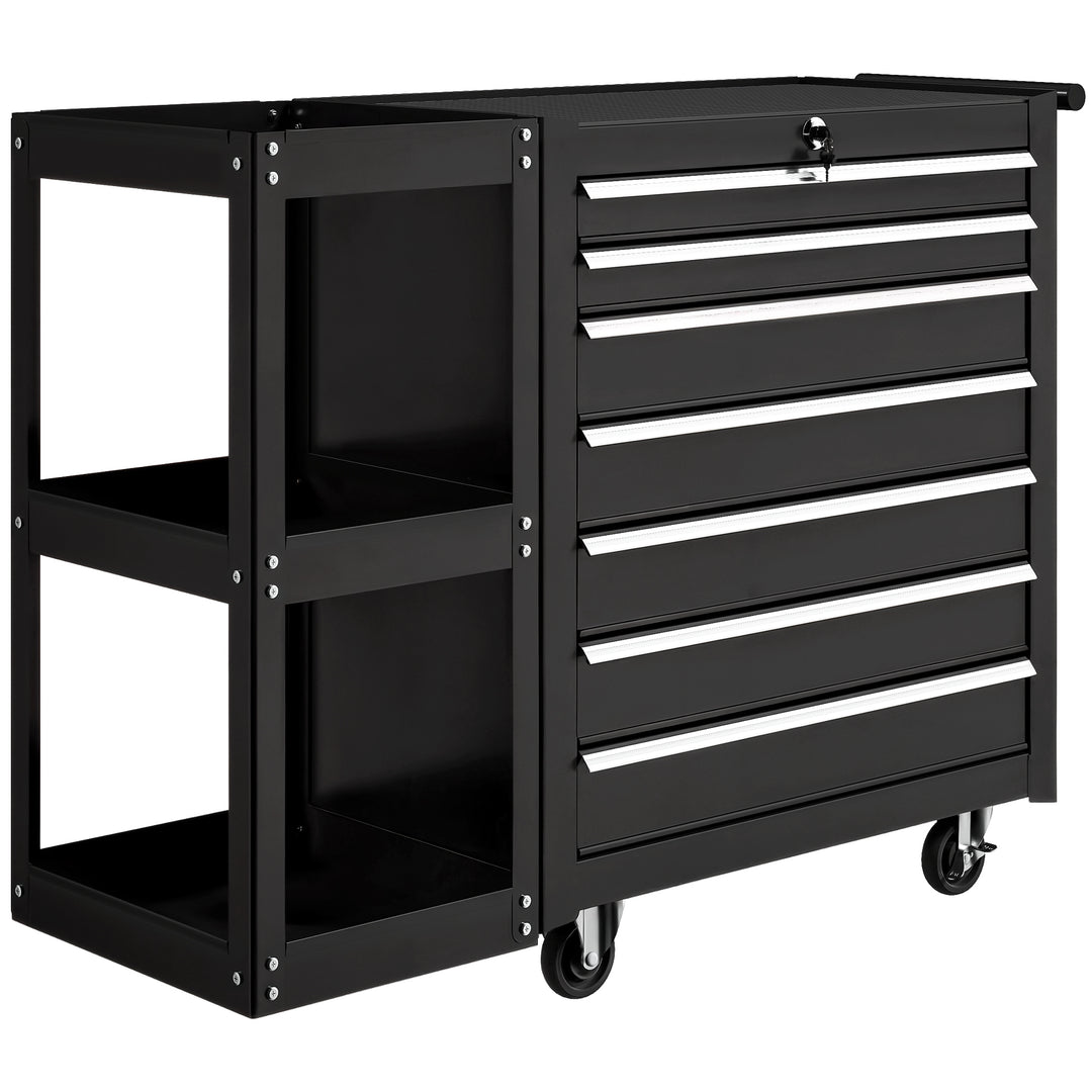 Lockable Steel Tool Chest on Wheels, 7 Drawer Tool Box with Handle for