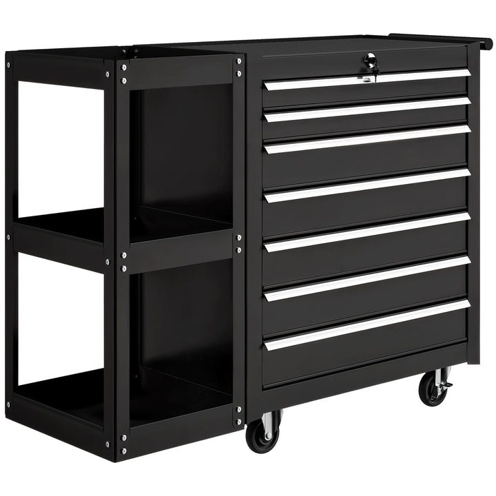 Lockable Steel Tool Chest on Wheels, 7 Drawer Tool Box with Handle for