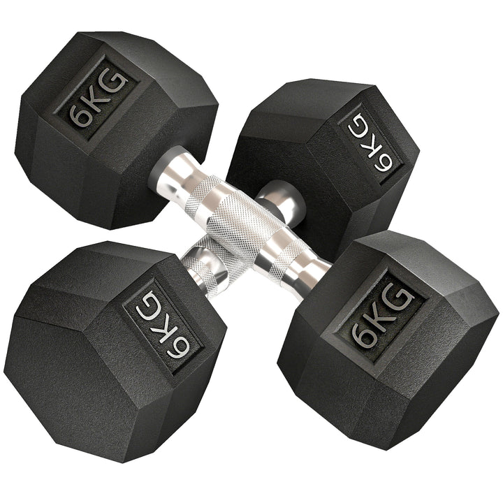 MCL 2x6kg Hex Dumbbells Set Rubber Dumbbells Weight Lifting Equipment Fitness Home Gym