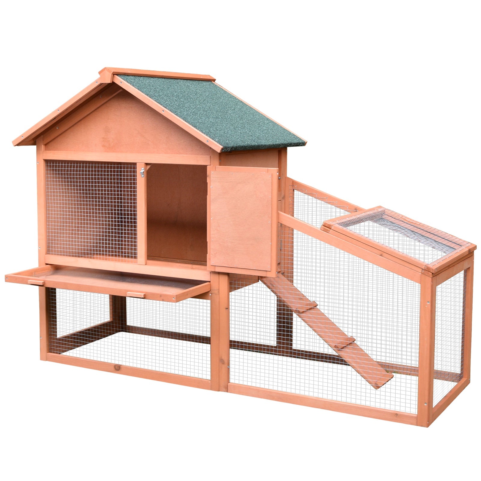 Small Animal Two-Level Fir Wood Guinea Pigs Hutches w/ Slide Out Tray Red/Brown