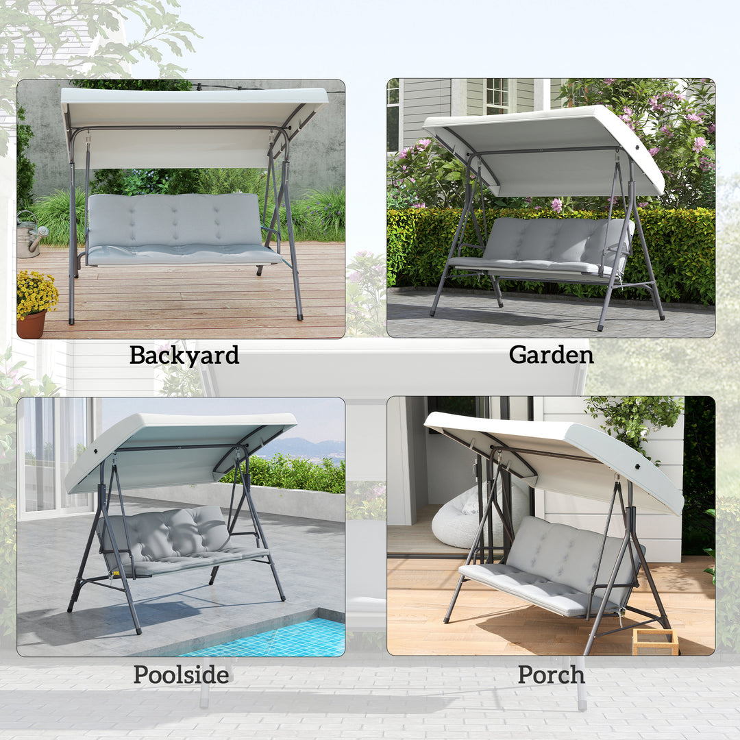Three-Seater Garden Swing Seat - Light Grey
