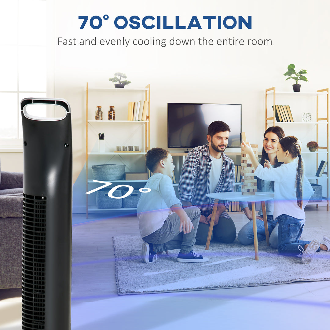 MCL 36'' Freestanding Tower Fan, 3 Speed 3 Mode, 7.5h Timer, 70 Degree Oscillation, LED Panel, 5M Remote Controller, Silver