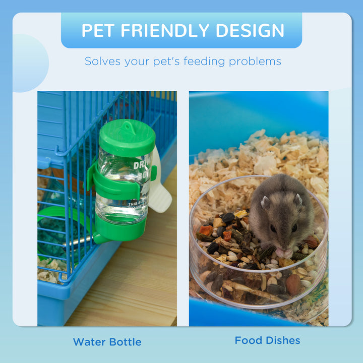 5 Tier Hamster Cage Carrier Habitat with Exercise Wheels Tunnel Tube Water Bottle Dishes House Ladder for Dwarf Mice, Blue