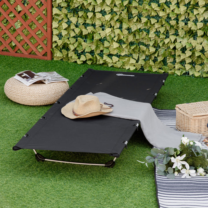 MCL Lightweight Camping Bed, Aluminium Portable Camp Cot w/ Strong Support 150kg and Carry Bag for Camping, Black