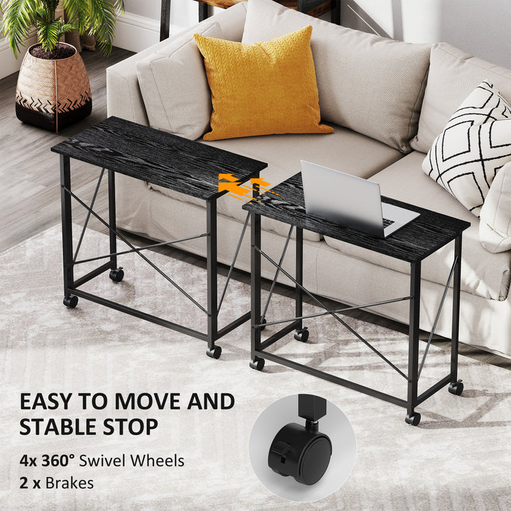 80 cm Folding Desk on Wheels - Black