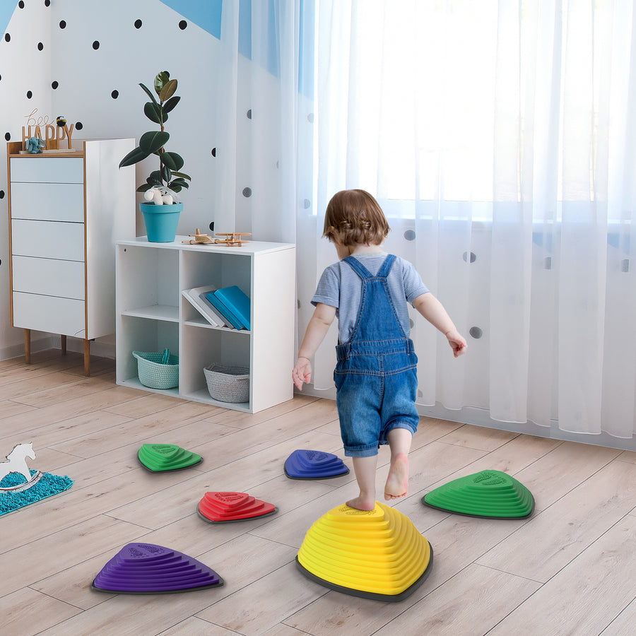 AIYAPLAY 6-Piece Stepping Stones for Kids, Stackable Sensory Toys Outdoor Indoor, Obstacle Course for Balance and Motor Skills