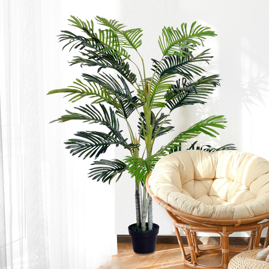 2 Ball Topiary Tree in Pot for Home Decor, Artificial Plant for Home Office, Living Room Decor, Dark Green
