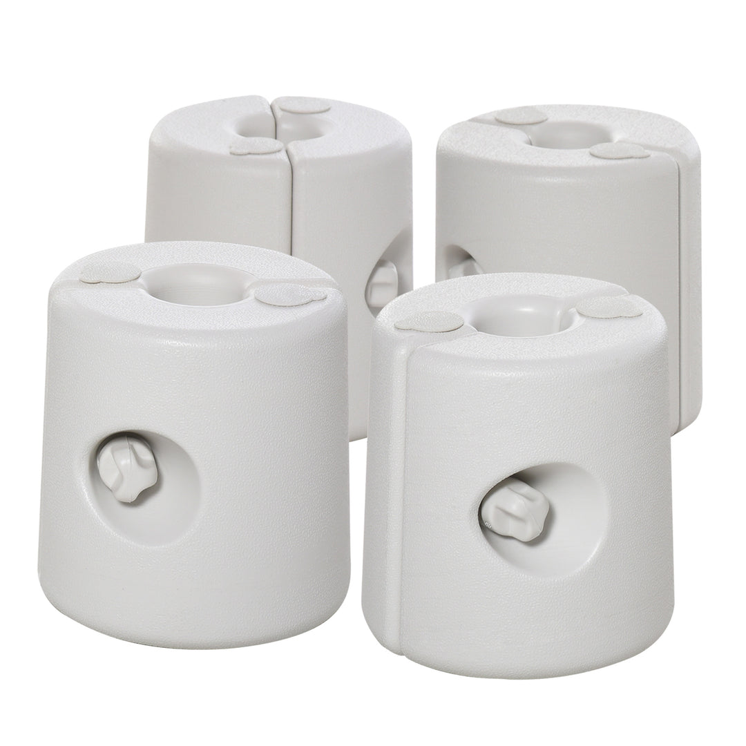 4 Pack 36 kg Gazebo Weights, Canopy Tent Weights with Rapid Clip, Gazebo Leg Weights Fill with Sand or Water, White