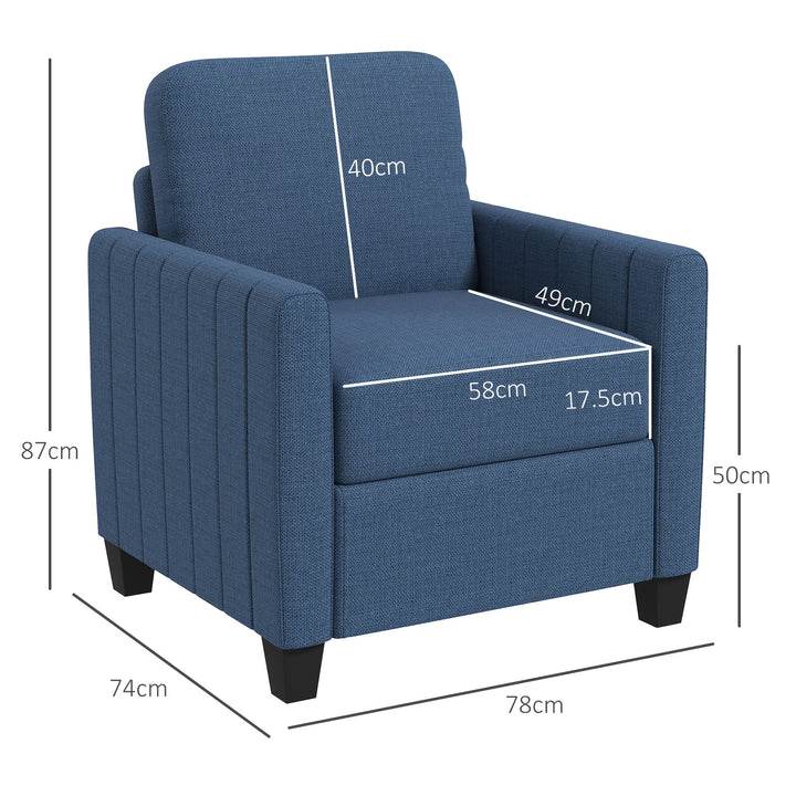 Modern Boxy Linen-Look Armchair - Blue