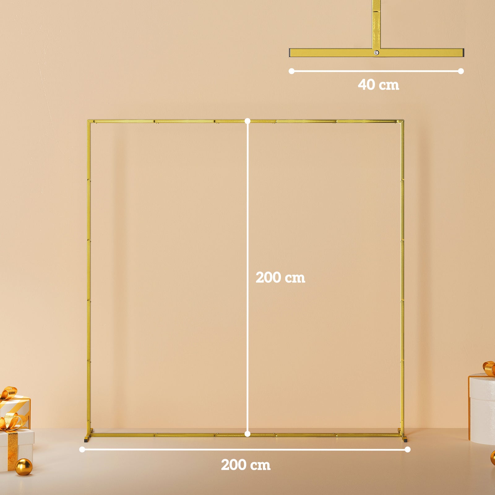 Wedding Arch Backdrop Stand, Square Metal Arch Frame with U-shaped Sta