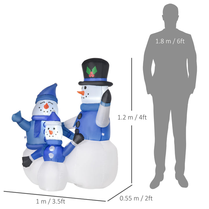 MCL 4ft Inflatable Christmas Snowmen Family Xmas LED Outdoor Indoor Holiday Decorations Yard