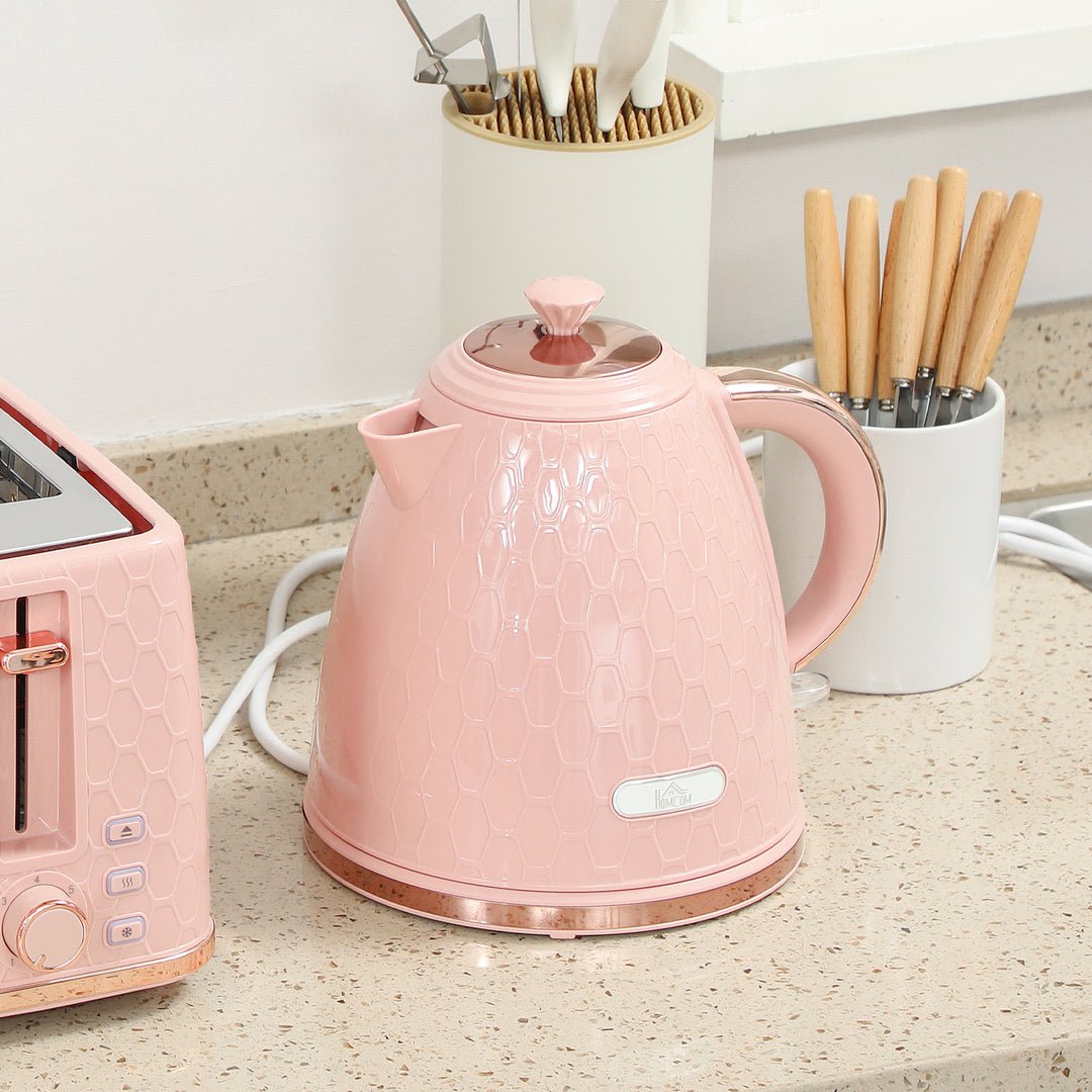 Kettle and Toaster Set, 1.7L 3000W Fast Boil Jug Kettle, 4 Slice Toaster with 7 Level Browning Controls, Light Pink