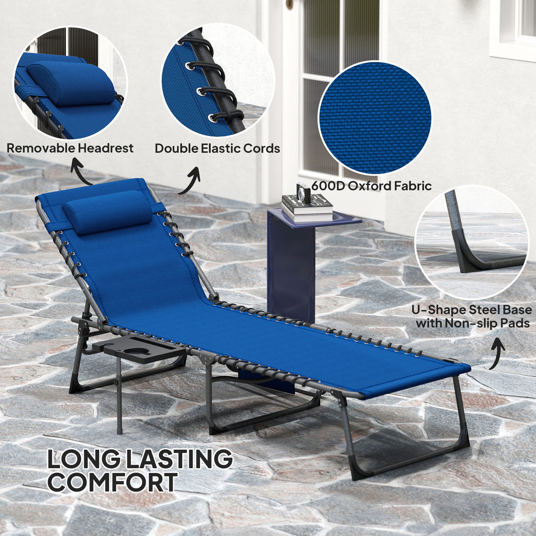 Five-Position Reclining Sun Lounger - Dark Blue