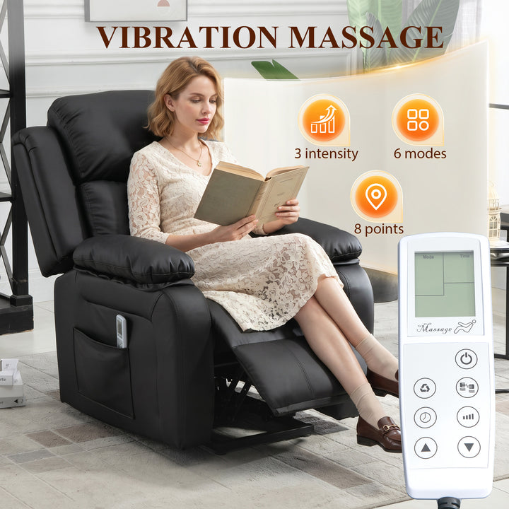 Riser and Recliner Chair with Vibration Massage, PU Leather Power Lift