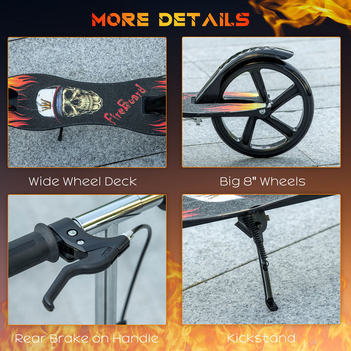 MCL Kids Foldable Kick Scooter w/ Adjustable Height, Break, Big Wheels, for Ages 7-14 Years - Black