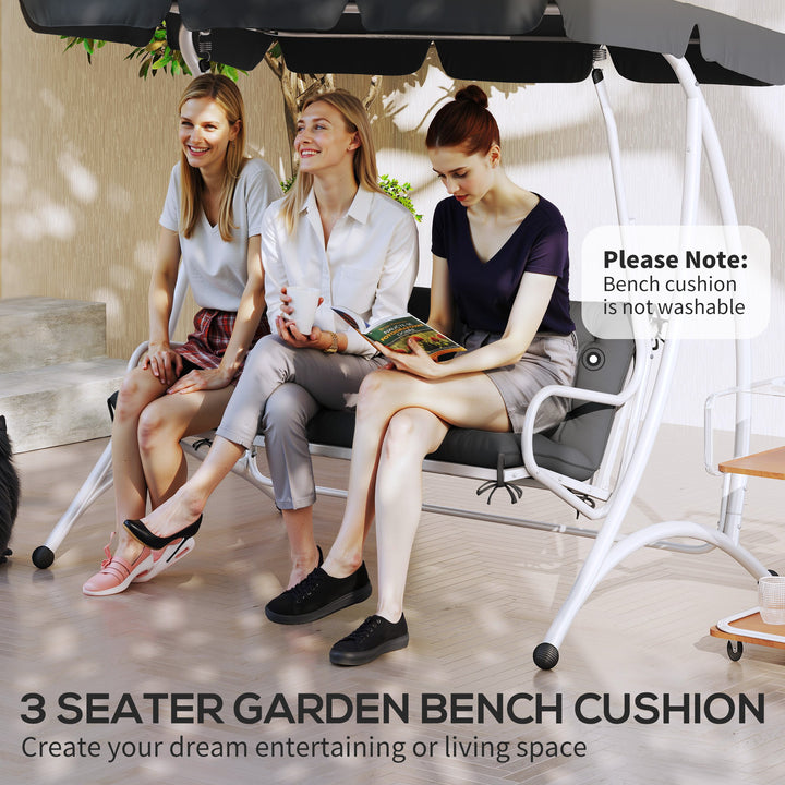 3 Seater Bench Pad, Garden Swing Chair Cushion with Back and Ties, Tuf