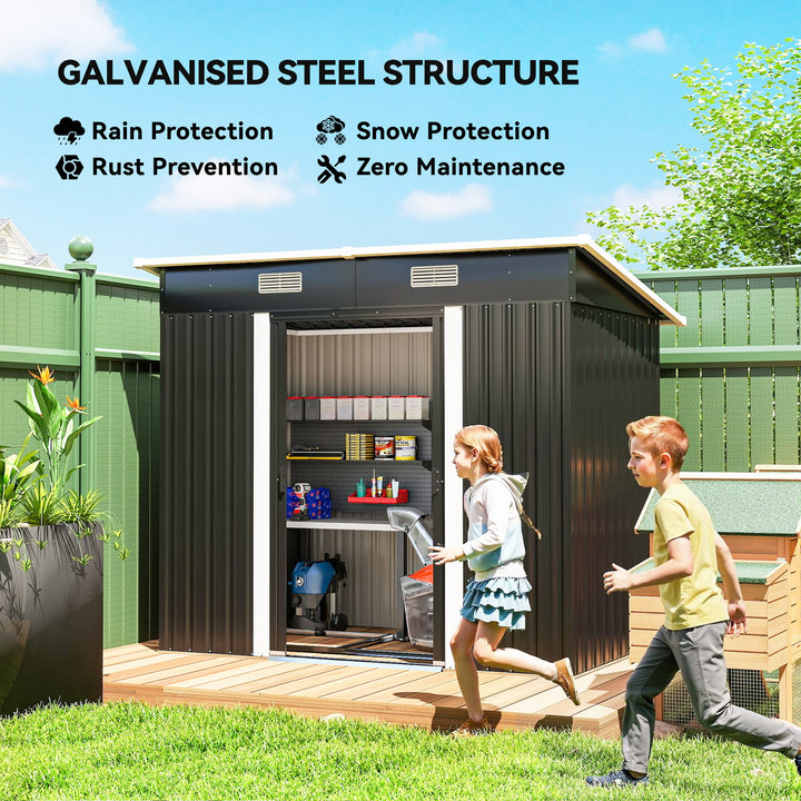 7 x 4ft Outdoor Storage Shed with Foundation Kit, Lean to Metal Garden