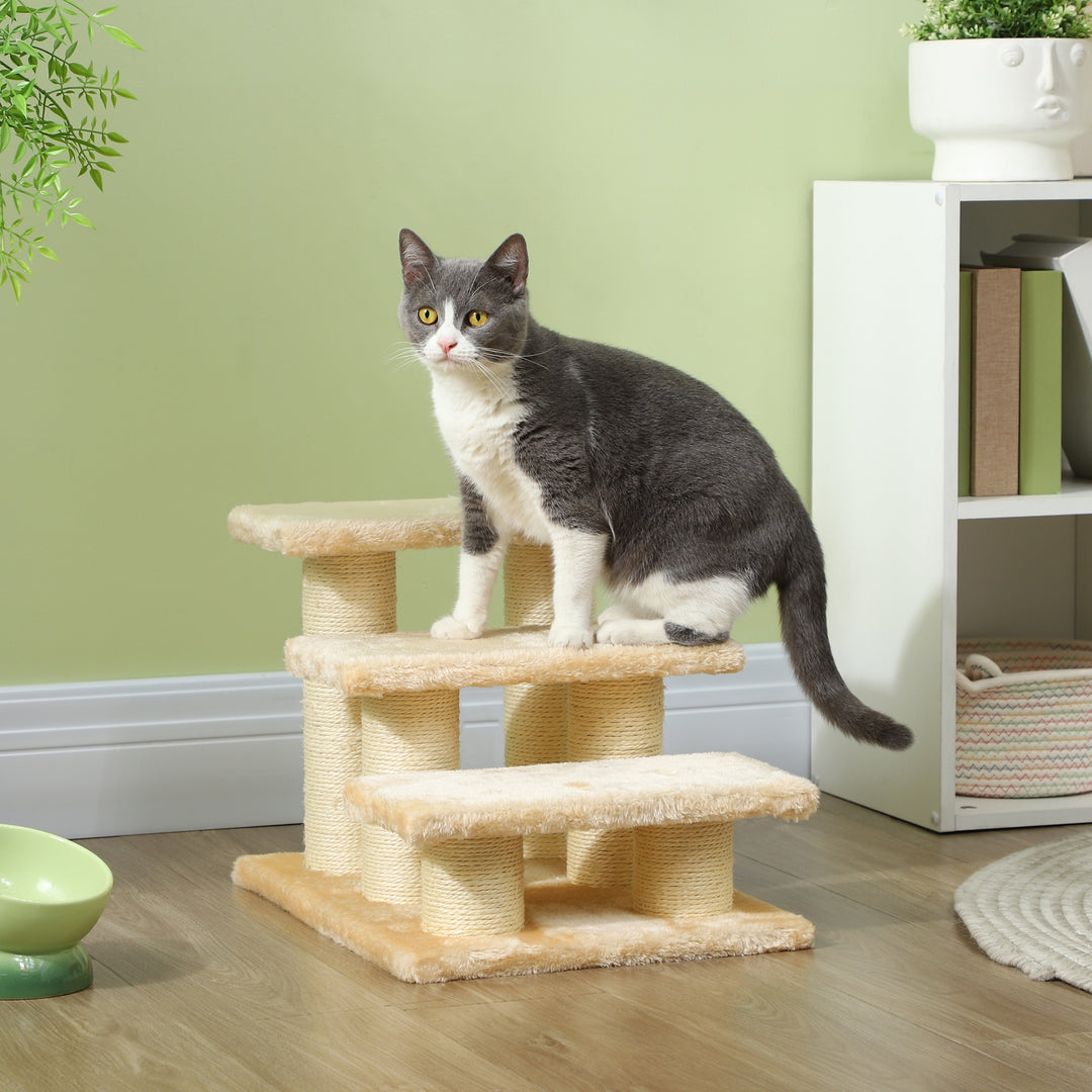 MCL Pet Stairs 3-step Pet Ladder Cat dog Stairs Climb Ladder Cat Tree, Beige