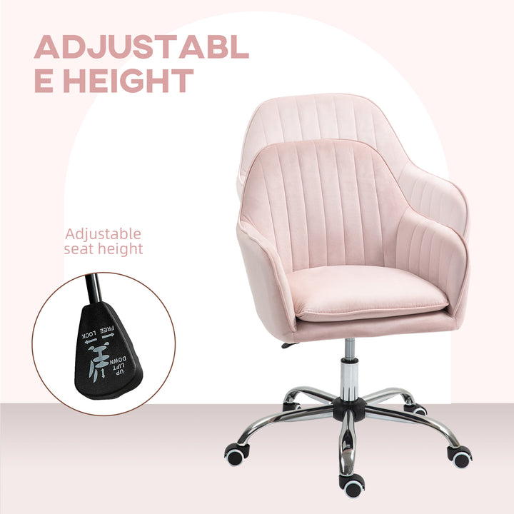 Velvet-Feel Tub Office Chair, with Seat Cushion - Pink