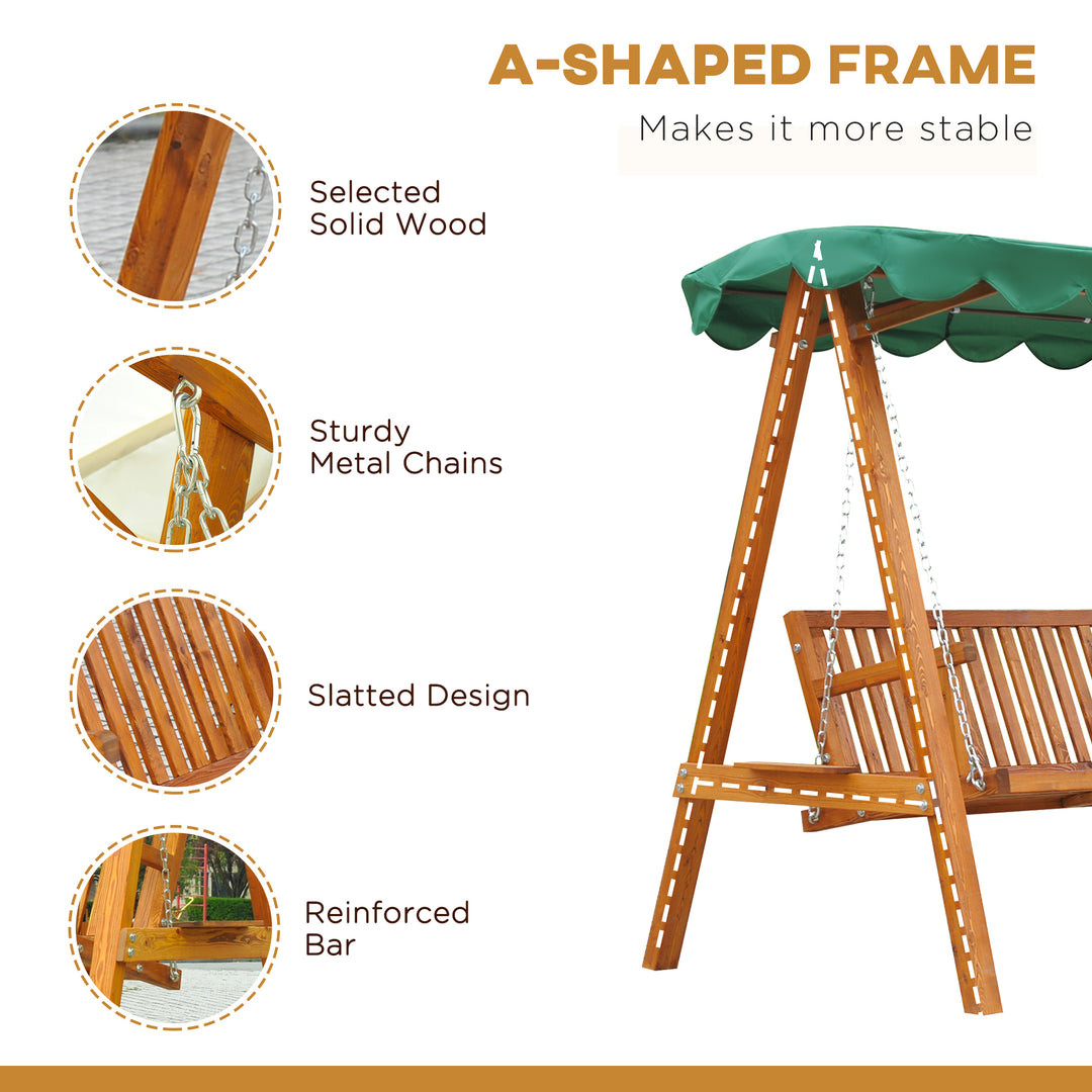 3-Seater Pinewood Swing Chair-Green