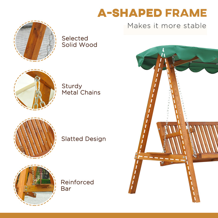 3-Seater Pinewood Swing Chair-Green