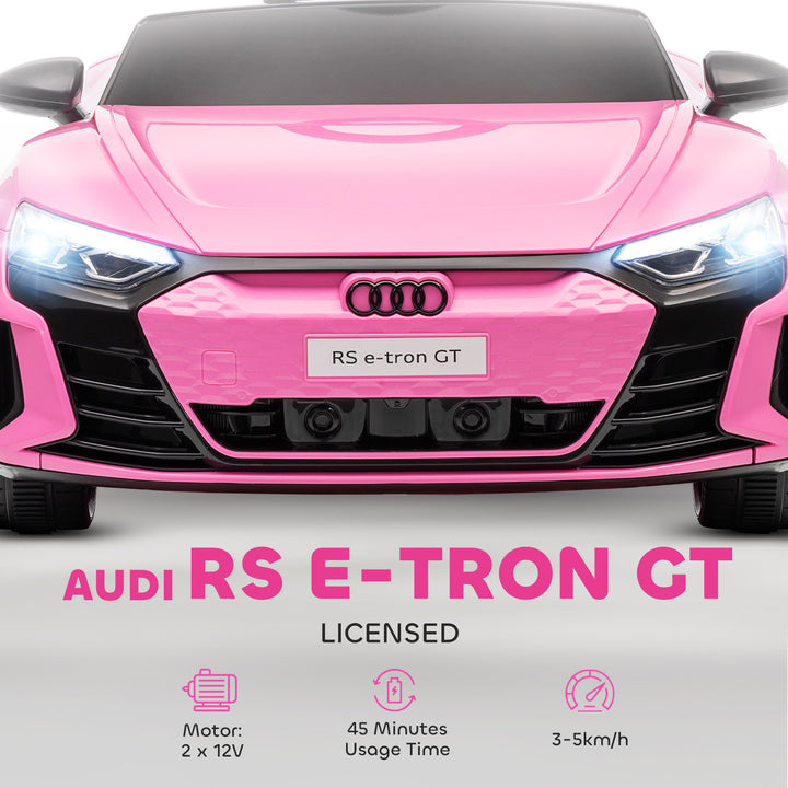 Audi Licensed 12V Kids Electric Ride-On, with Remote Control, Suspension System, Lights, Music, Motor - Pink