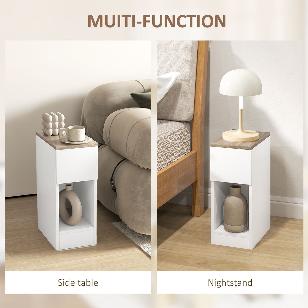 Set of Two Modern Storage Bedside Tables - White