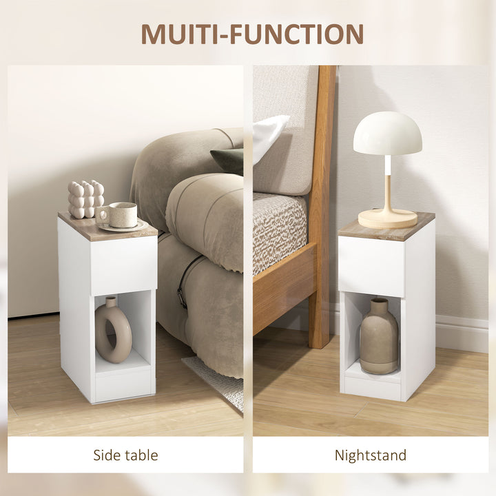 Set of Two Modern Storage Bedside Tables - White