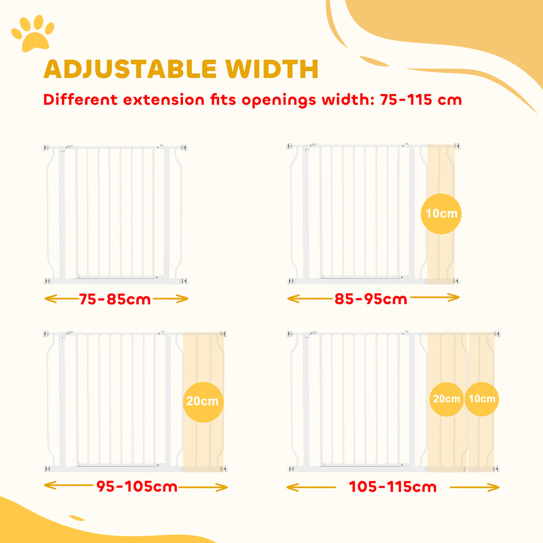 Wide Dog Safety Gate, with Door Pressure, for Doorways, Hallways, Staircases - White