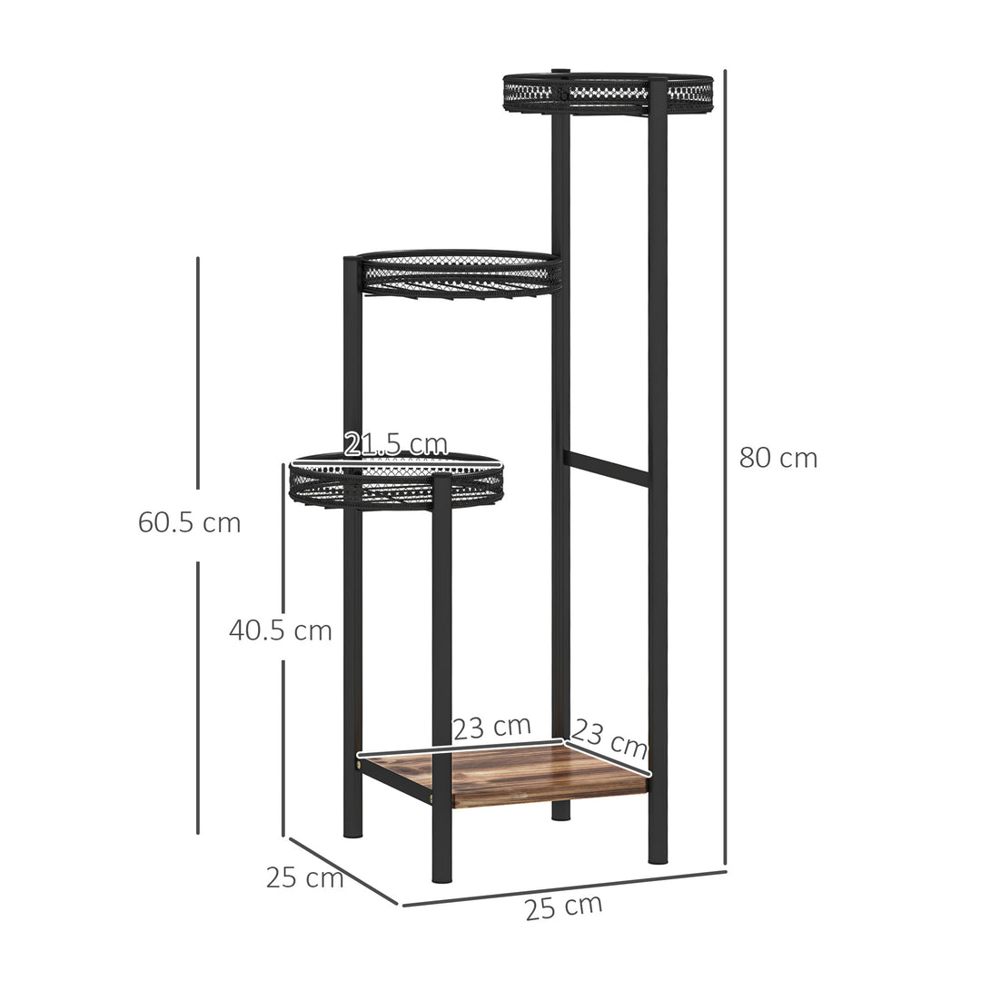 Four-Tier Steel Plant Stand - Black