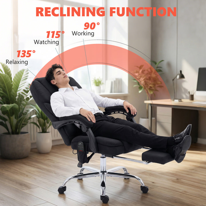 Office Chair with 6-point Vibration Massage and Heat, Fabric Desk Chai